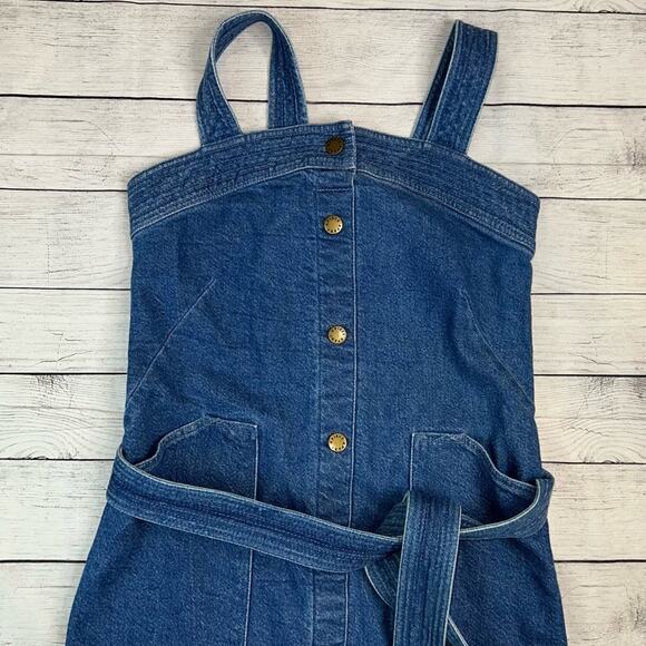 Apiece Apart Arta Marseille Denim Button Front Tank Dress with Belt Size 2 - Picture 6 of 10
